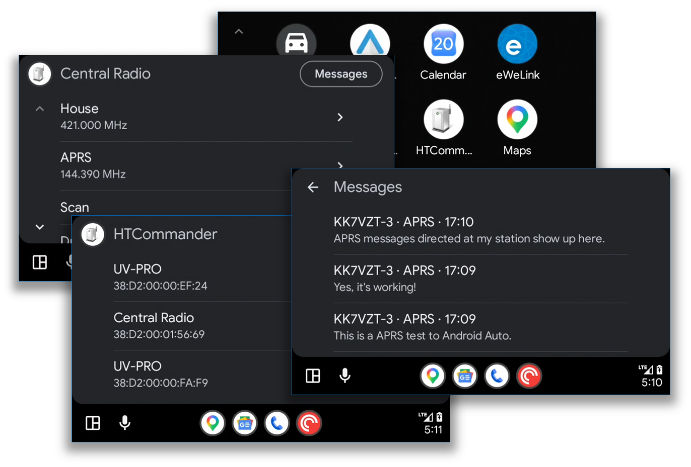 HTCommander running in Android Auto
