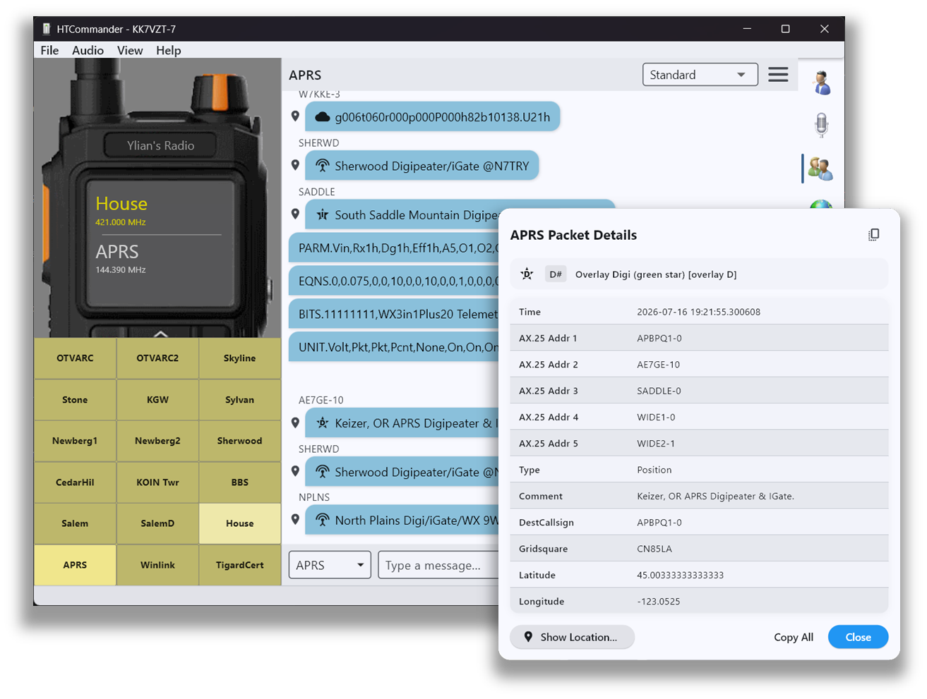 APRS messaging