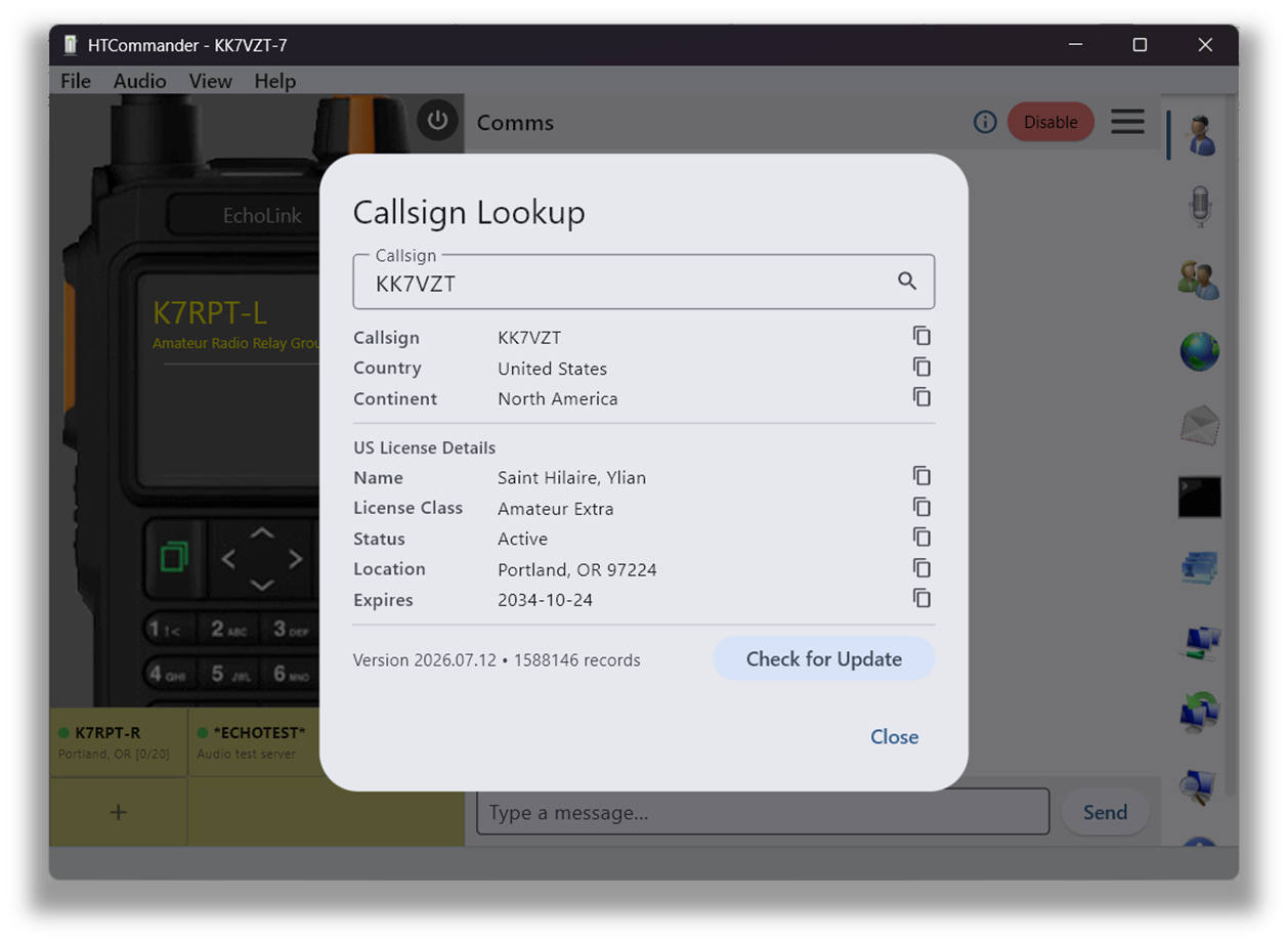 Offline callsign lookup