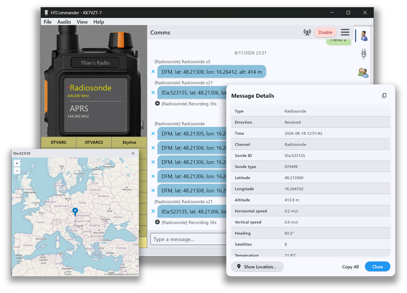 Radiosonde decoding in HTCommander