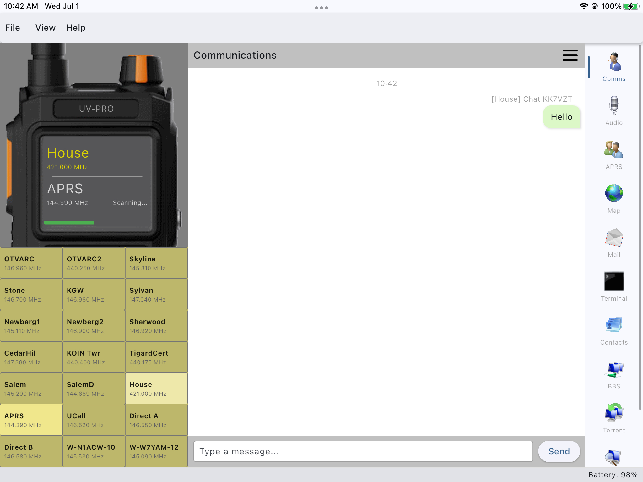 Messaging on iPad