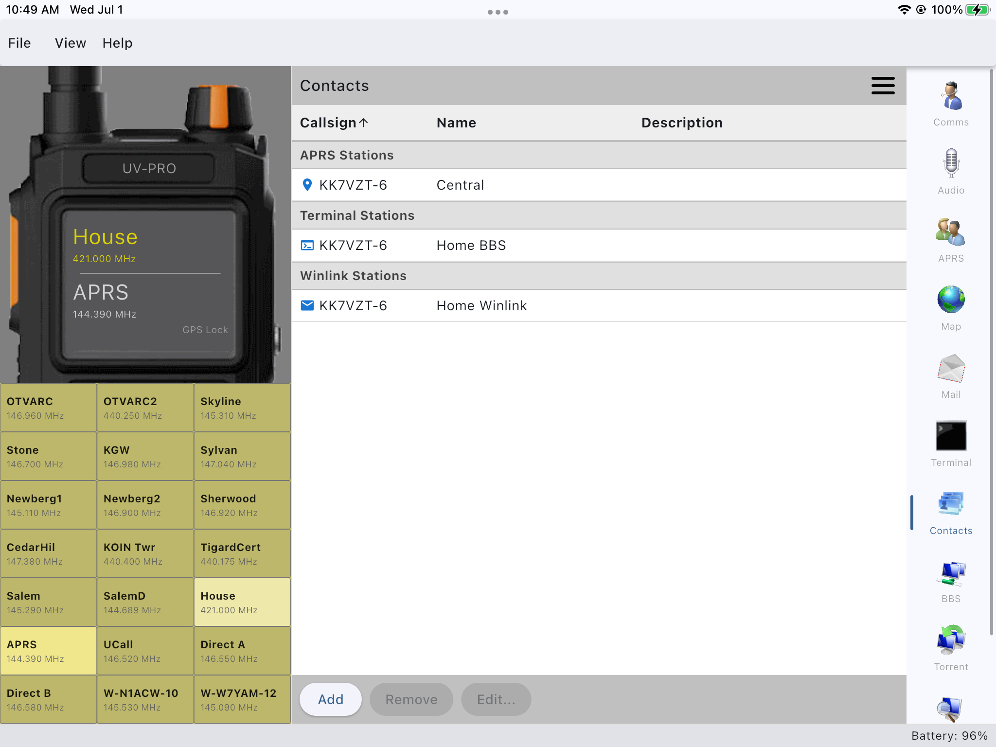 Contacts on iPad