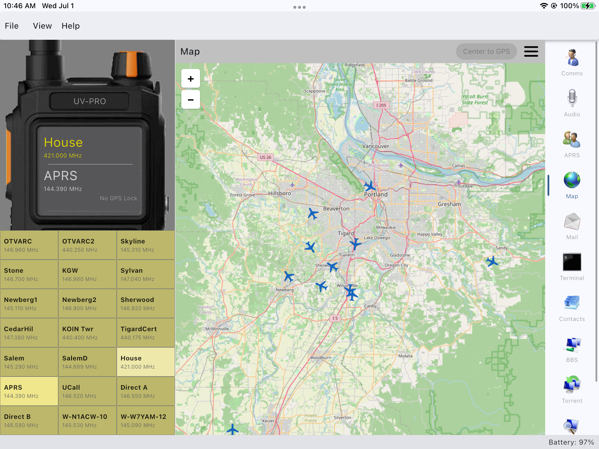 APRS map on iPad
