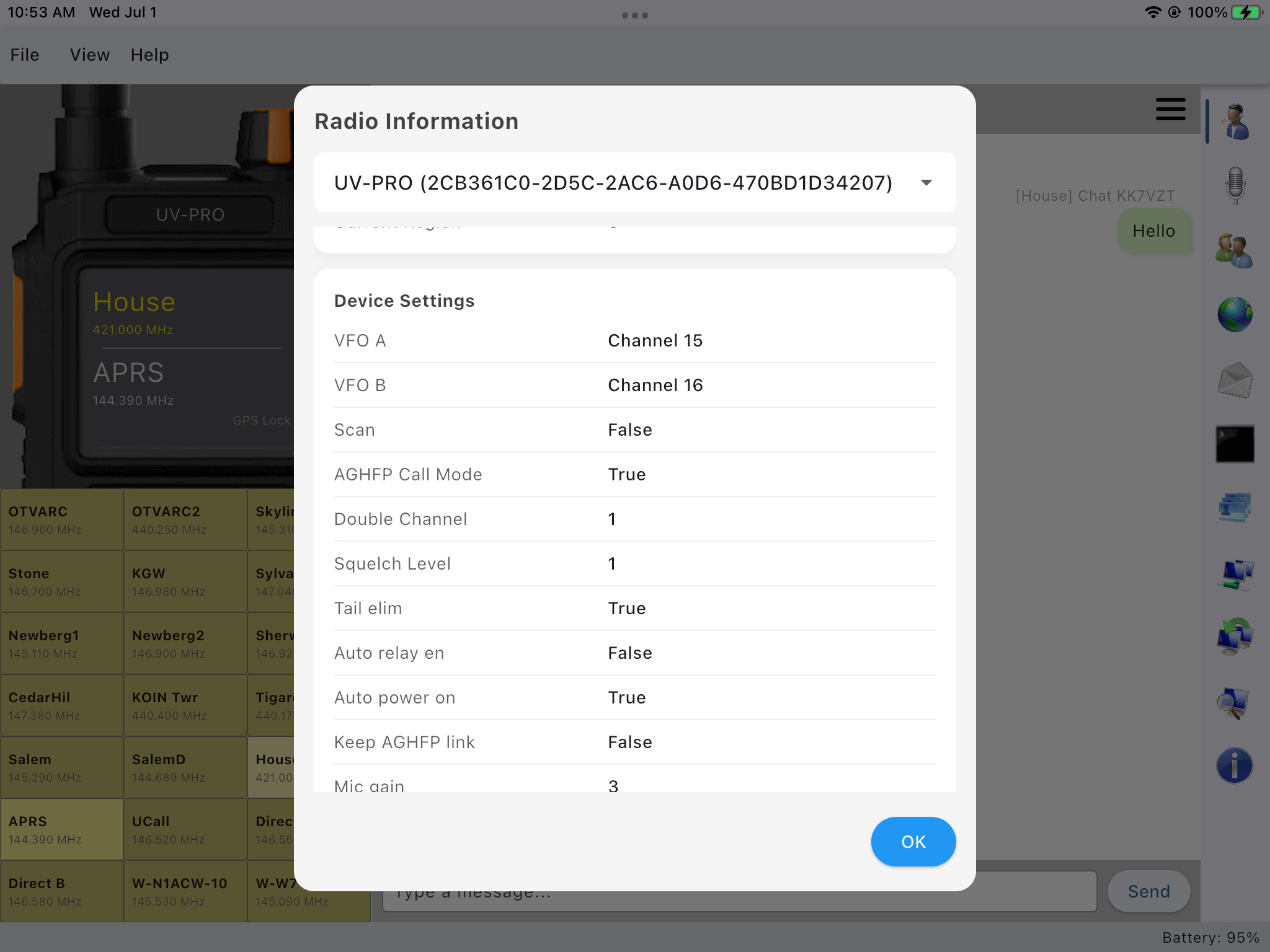 Radio info on iPad
