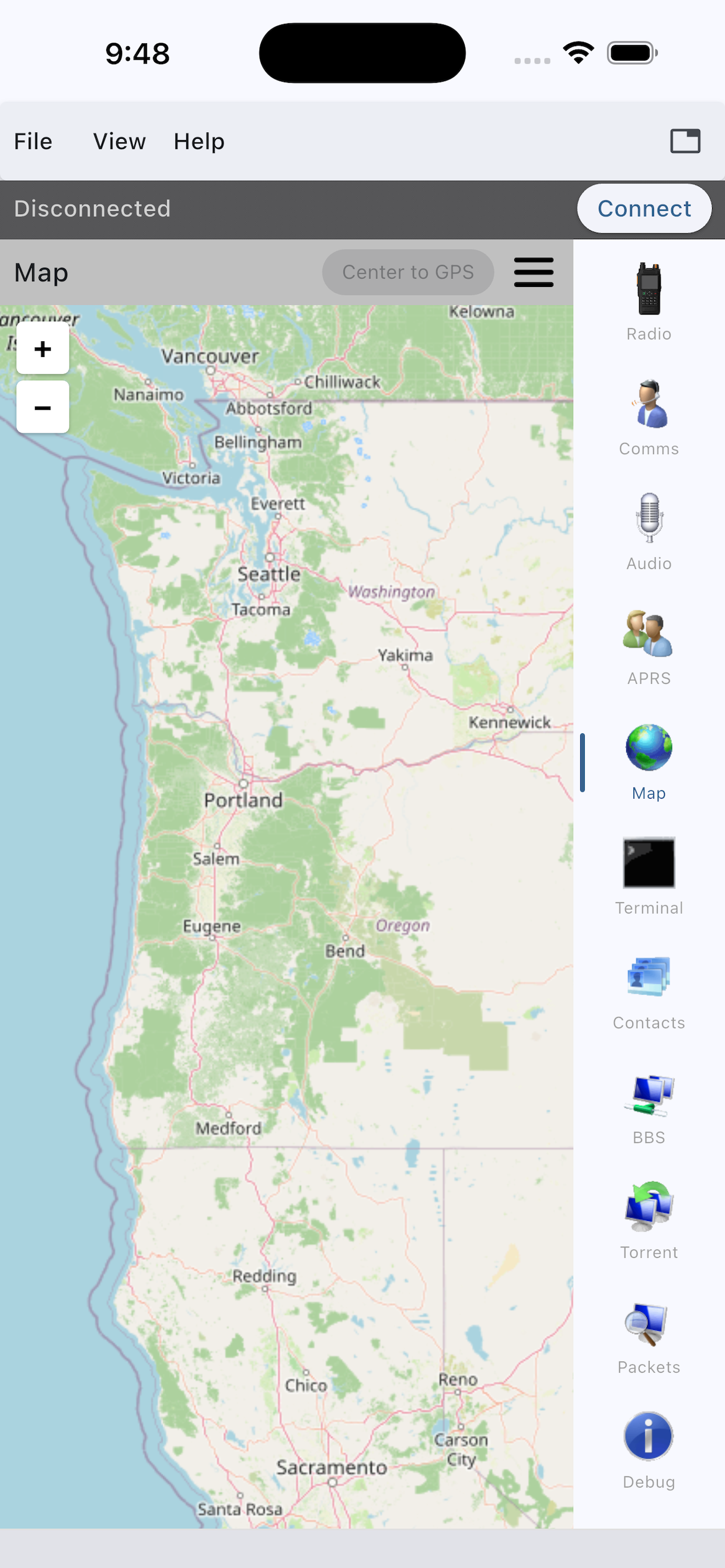 APRS map on iPhone