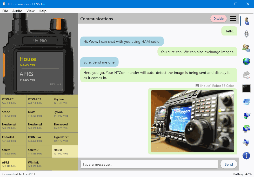 HTCommander messaging on Windows